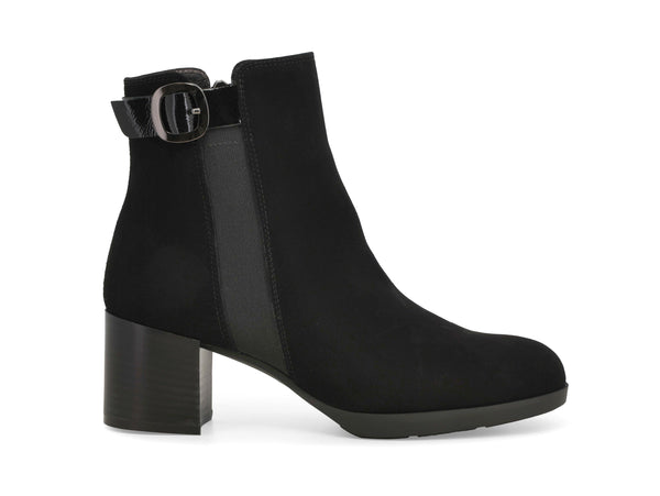 Melluso Stivaletto Elegante Nero Camoscio con Tacco e Fibbia Z250Z-254345