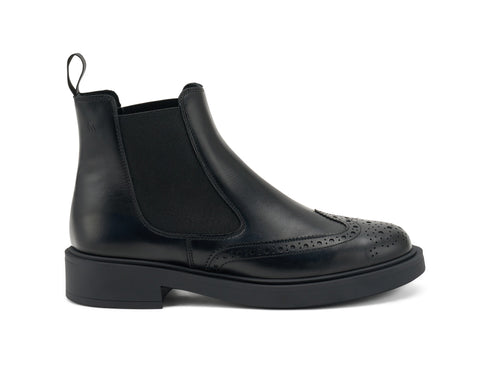 Frau Stivaletto Beatles Coda di Rondine Pelle Liscia Nera 97N7