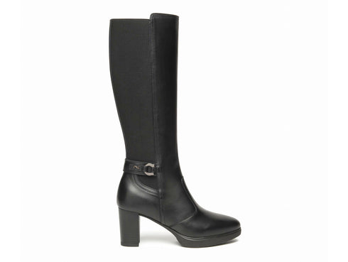 NeroGiardini Stivali in Pelle e Tessuto Stretch Tacco Alto I514600D-100