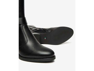 NeroGiardini Black Leather Mid-Heel Tight Boots