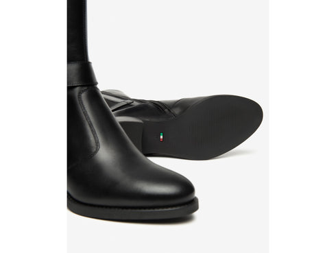 NeroGiardini Black Leather Mid-Heel Tight Boots