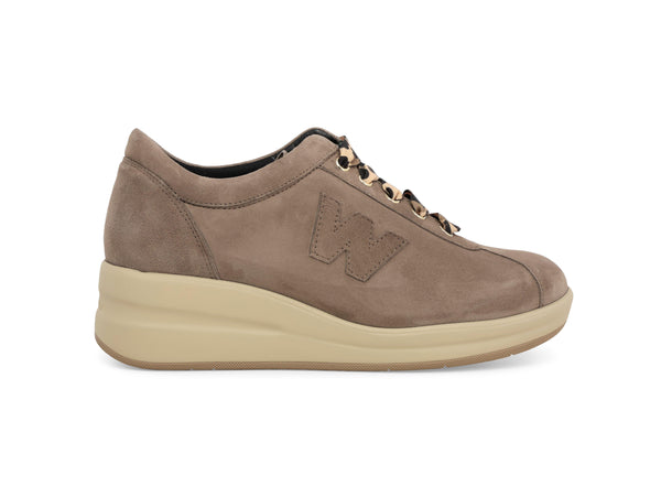 Melluso Sneaker Beige in Camoscio con Zeppa e Lacci Animalier R25656Z-250023