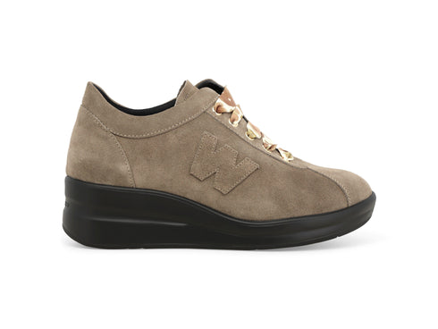 Melluso Scarpe Donna in Camoscio Beige con Zeppa e Lacci Stampati R25656Z-251916