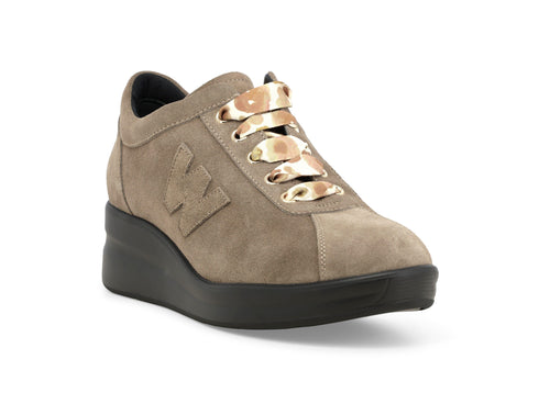 Melluso Women's Suede Wedge Shoes with Printed Laces