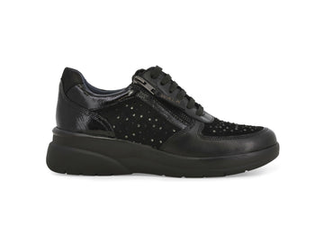 Melluso Calzatura Comfort Nera con Zip e Strass Tono su Tono K55452-250737