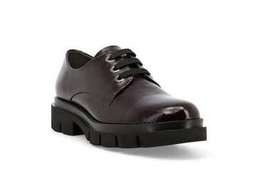 Melluso Women's Burgundy Patent Leather Lace-Up Shoes with Lug Sole