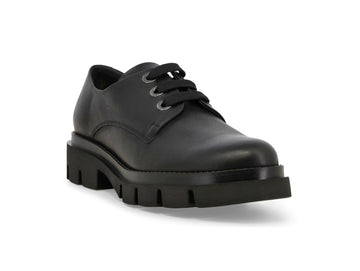Melluso Black Leather Casual Lace-Up Shoes with Tank Tread Sole