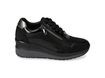Valleverde Scarpe Donna in Camoscio Nero con Lacci e Zip VVCA554W