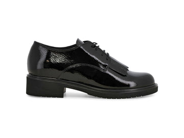 Melluso Stringata Casual Nera in Vernice con Frangia e Tacco R35503Z-252144