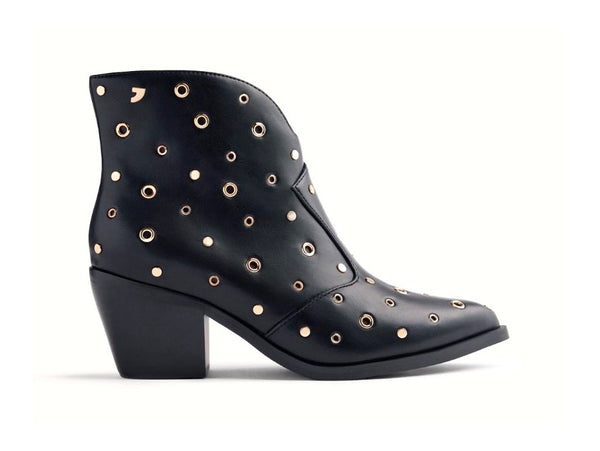 Gioseppo Muskegon Stivaletto Texano Nero Borchie e Occhielli Dorati 76728