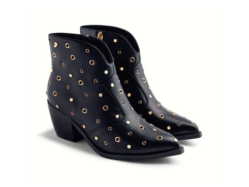 Gioseppo Muskegon Stivaletto Texano Nero Borchie e Occhielli Dorati