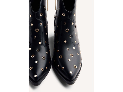 Gioseppo Muskegon Stivaletto Texano Nero Borchie e Occhielli Dorati