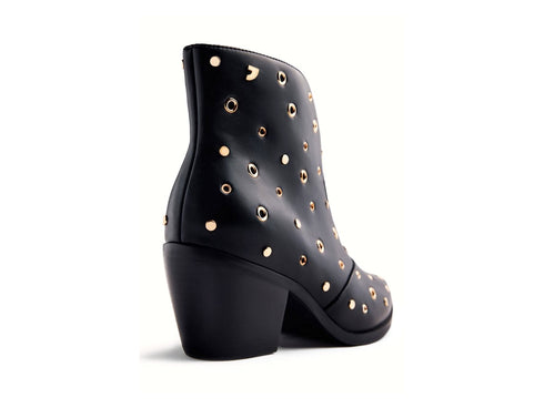 Gioseppo Muskegon Stivaletto Texano Nero Borchie e Occhielli Dorati