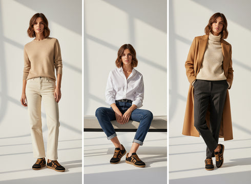 Back 70 Sneaker Cloud Teddy in Bouclé Nero e Pelle Cuoio Oufit