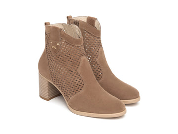 BlackGiardini Women's Brown Perforated Suede Ankle Boot