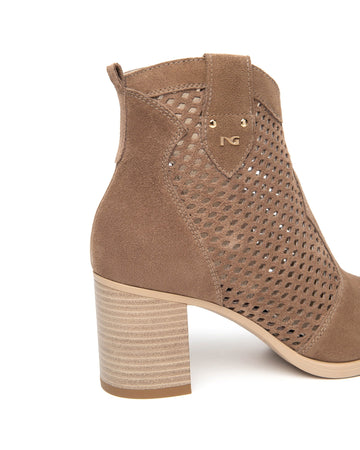 BlackGiardini Women's Brown Perforated Suede Ankle Boot
