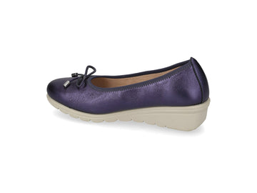 Valleverde Ballerina Donna in Nappa Blu Perlato con Zeppa