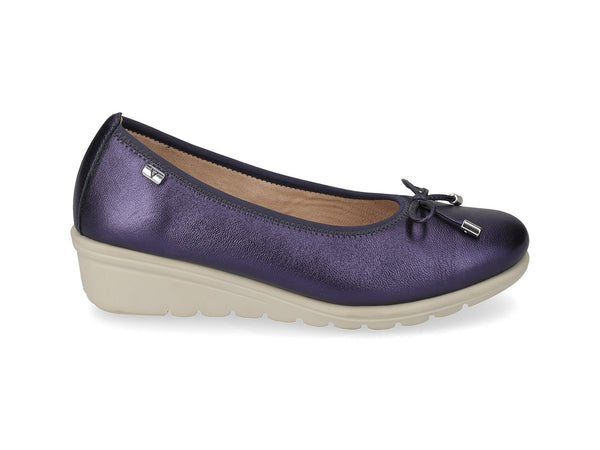 Valleverde Ballerina Donna in Nappa Blu Perlato con Zeppa VS10330
