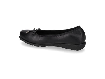 Valleverde Women's Black Nappa Leather Ballerina with Small Wedge