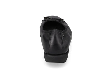 Valleverde Women's Black Nappa Leather Ballerina with Small Wedge