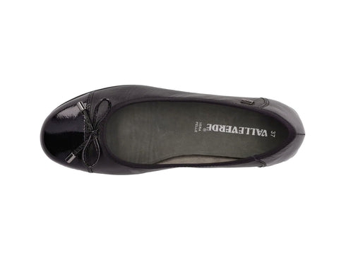 Valleverde Comfortable Ballerina in Soft Black Leather
