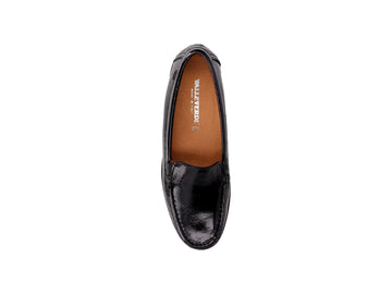 Valleverde Women's Loafers in Black Patent Leather with Wedge