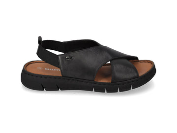 Valleverde Sandalo Donna in Pelle Nera con Fasce Incrociate 16076