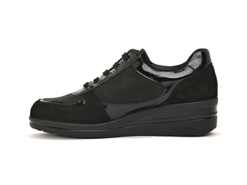 Valleverde Scarpa Donna Allacciata Nera con Zeppa