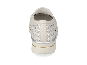 Valleverde Women's Ice White Leather Slip-on with Silver Details