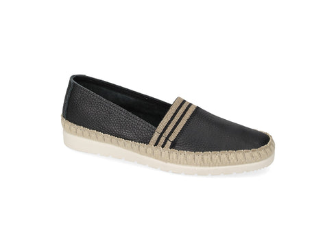 Valleverde Slip-on Donna in Pelle Nera con Profilo in Corda