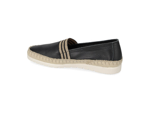 Valleverde Slip-on Donna in Pelle Nera con Profilo in Corda