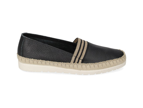 Valleverde Slip-on Donna in Pelle Nera con Profilo in Corda 61103