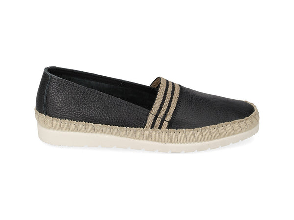 Valleverde Slip-on Donna in Pelle Nera con Profilo in Corda 61103