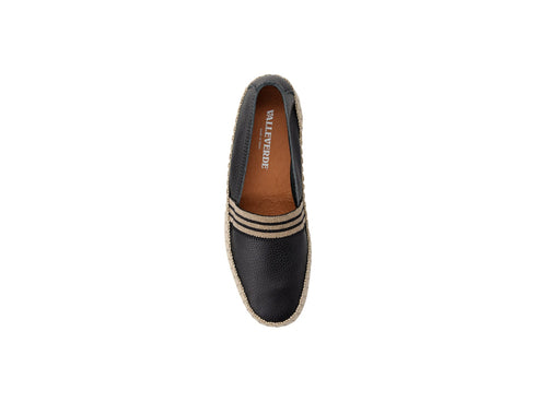Valleverde Slip-on Donna in Pelle Nera con Profilo in Corda