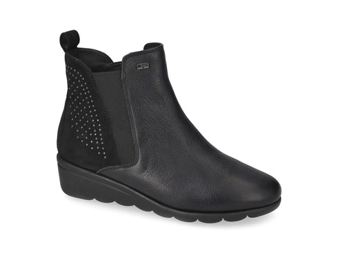 Valleverde Stivaletto Donna Comodo in Pelle e Camoscio Nero