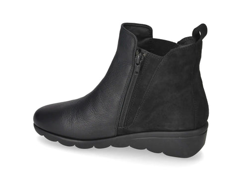 Valleverde Stivaletto Donna Comodo in Pelle e Camoscio Nero