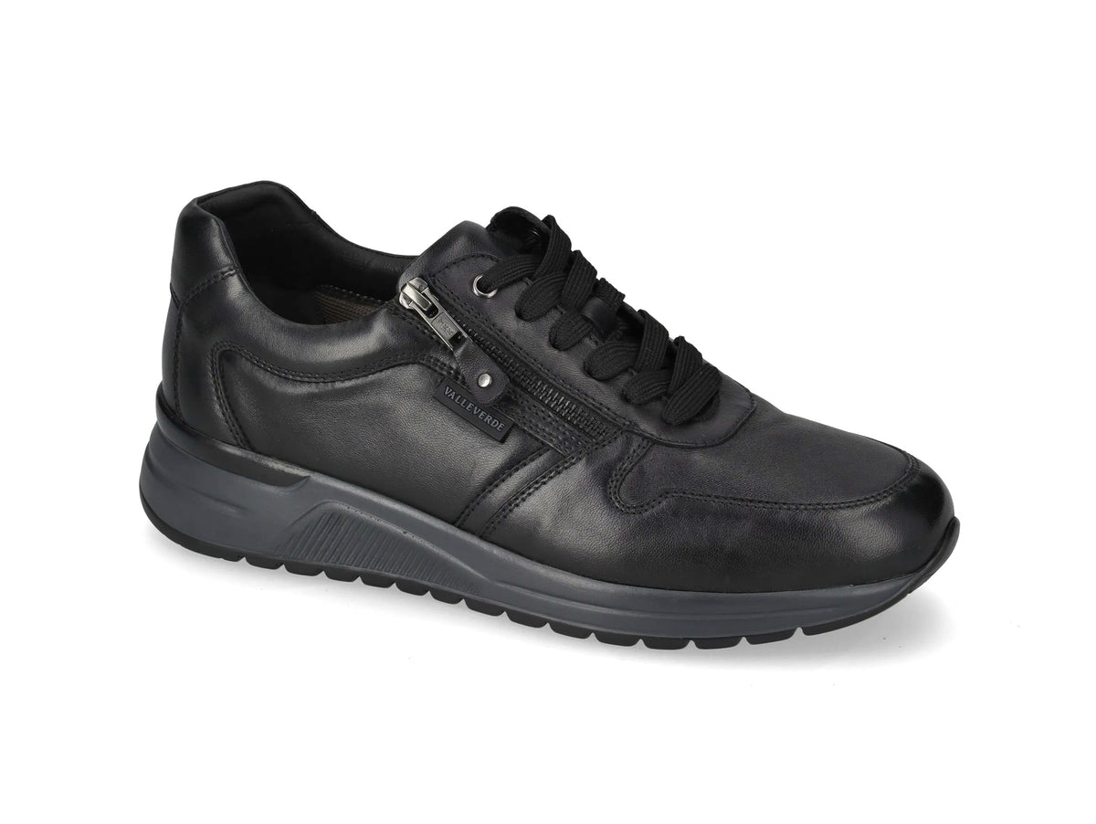 Valleverde Men's Black Nappa Leather Shoe Practical with Zip