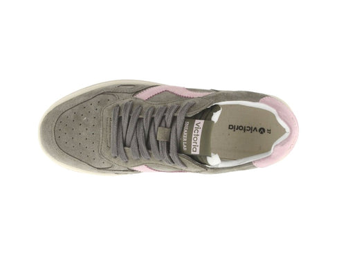 Victoria Seul Two-Tone Sneaker in Khaki and Pink Suede