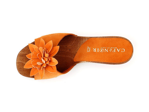 CafèNoir Zoccoli Tomaia Camoscio con Fiore applicato