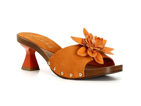 CafèNoir Zoccoli Tomaia Camoscio con Fiore applicato