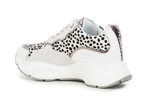 CafèNoir Donna Sneakers in pelle e cavallino C1DA1230W018 Bianco/nero