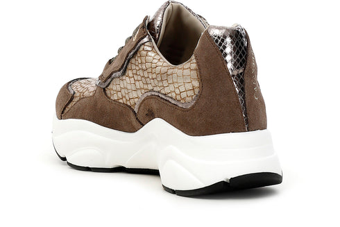 CafèNoir Donna Sneakers in crosta e stampa cocco C1DA6020 Multi marrone