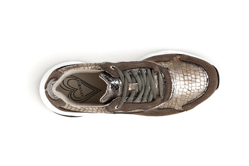 CafèNoir Donna Sneakers in crosta e stampa cocco C1DA6020 Multi marrone