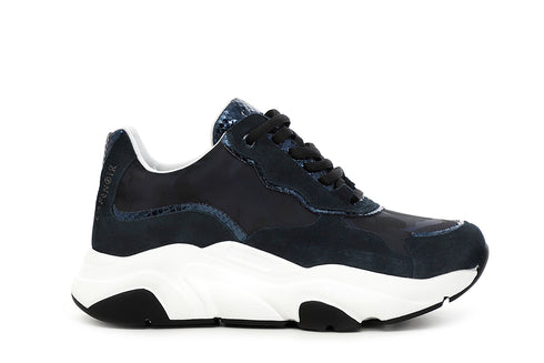 CafèNoir Donna Sneakers in crosta e tessuto mimetico C1DA9060 Blu