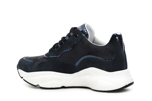 CafèNoir Donna Sneakers in crosta e tessuto mimetico C1DA9060 Blu