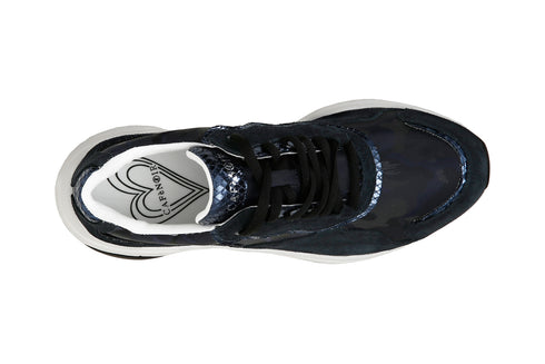 CafèNoir Donna Sneakers in crosta e tessuto mimetico C1DA9060 Blu