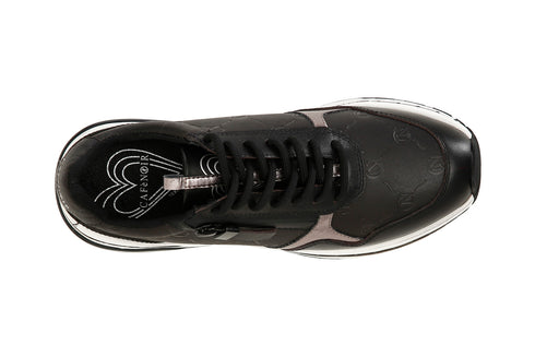 CafèNoir Donna Sneakers in pelle con cerniera C1DB1020N001 Nero