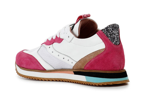 CafèNoir Donna Sneakers in pelle e tessuto C1DB6002V002 Multi fuxia