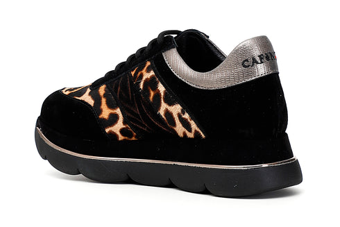 CafèNoir Donna Sneakers in cavallino e pelle scamosciata C1DB8870 Nero/maculato