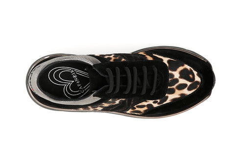 CafèNoir Donna Sneakers in cavallino e pelle scamosciata C1DB8870 Nero/maculato